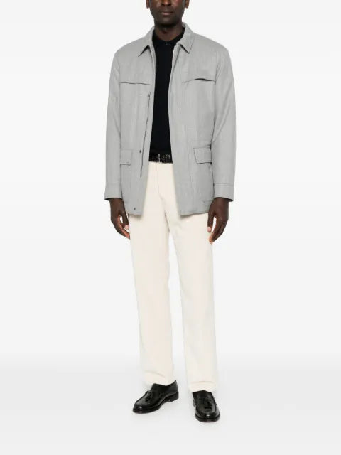 Canali wool patch-pocket jacket