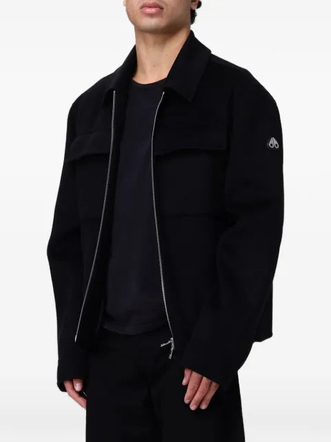 Moose Knuckles logo-patch buttoned jacket
