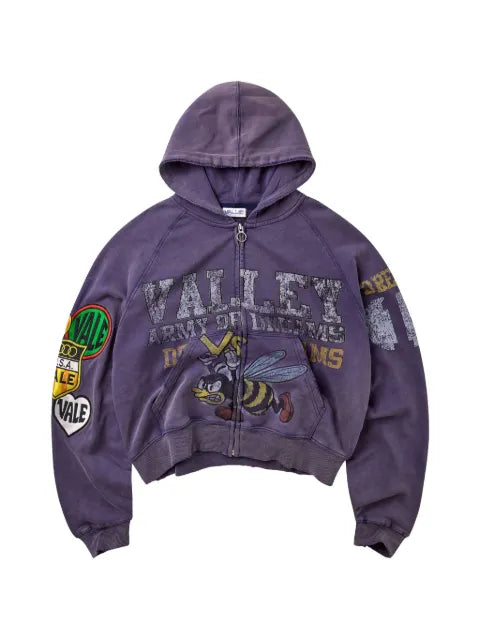 Vale Army logo-patch zip-up hoodie