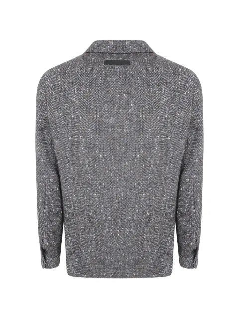 Zegna herringbone-weave button-up shirt jacket