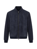 Canali suede-panelled zip-up jacket