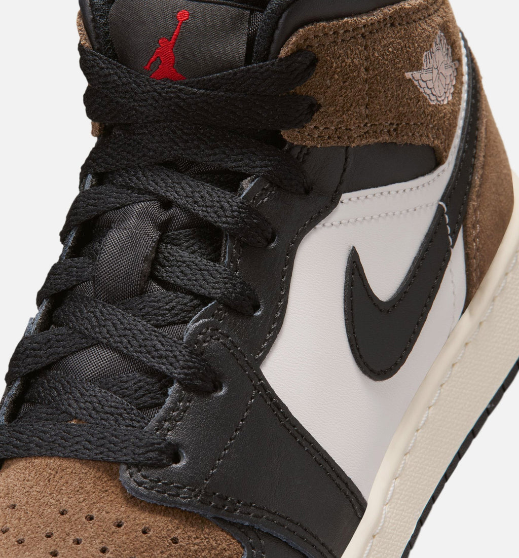 Air Jordan 1 Mid Big Kids' Lifestyle Shoes - Black/Phantom/Palomino/University Red
