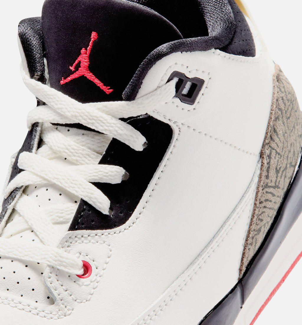 Air Jordan 3 Retro Sail and University Red | Preschool Lifestyle Shoe | Sail/Black/University Red/Light Ivory