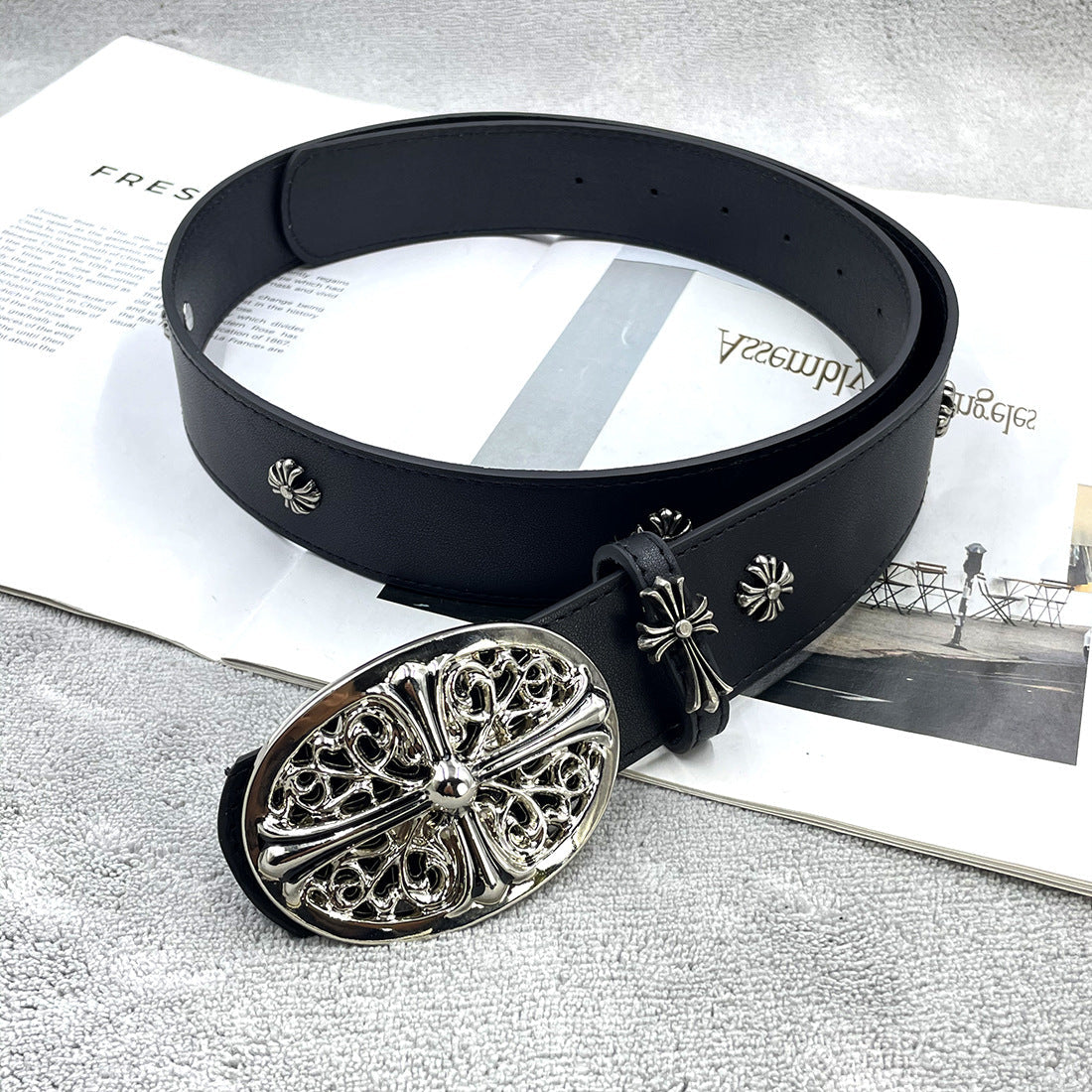 Chh Chrome Heart Belt PU Rivet Vintage Belt