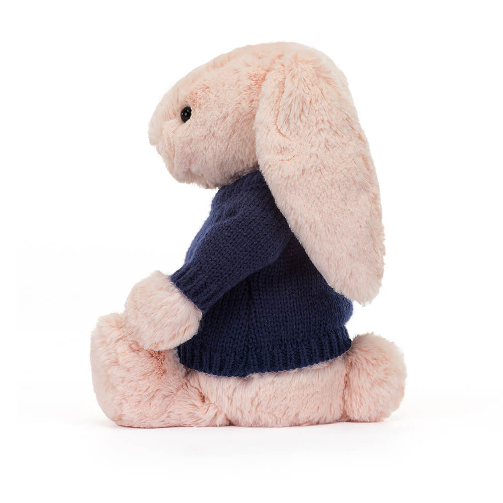 Bashful Blush Bunny with Personalized Navy Jumper