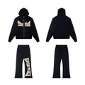 Mixed Emotion Black Studded Zip Hoodie Tracksuit