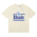 Rhude Eagle Graphic Blue Logo Cream Oversized T‑Shirt