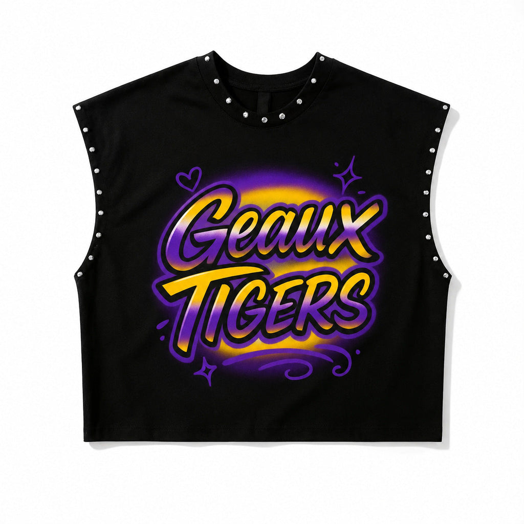 Cropped Graphic Rivet Sleeveless Tank Top Y2K Streetwear Multi‑Style
