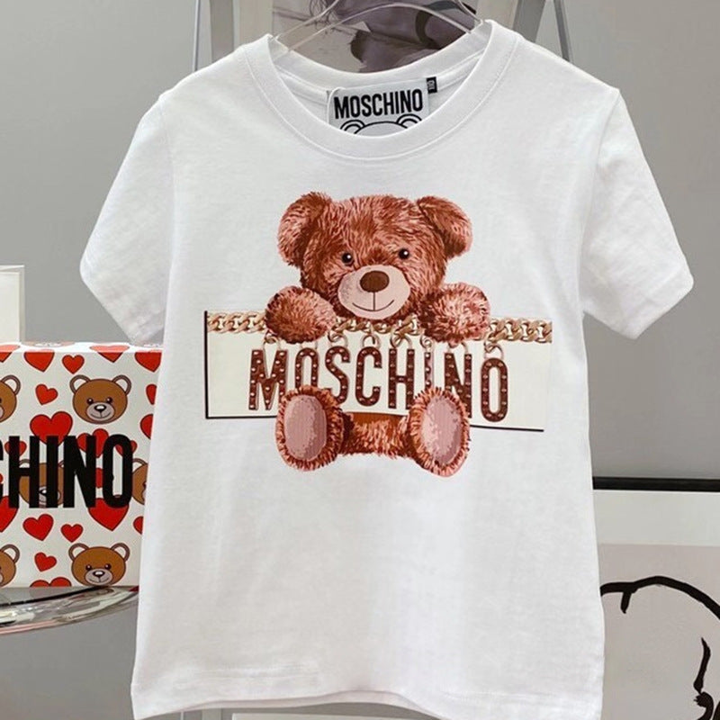Moschino T-shirt Bear Pattern T-shirt Short Sleeve Couple Style