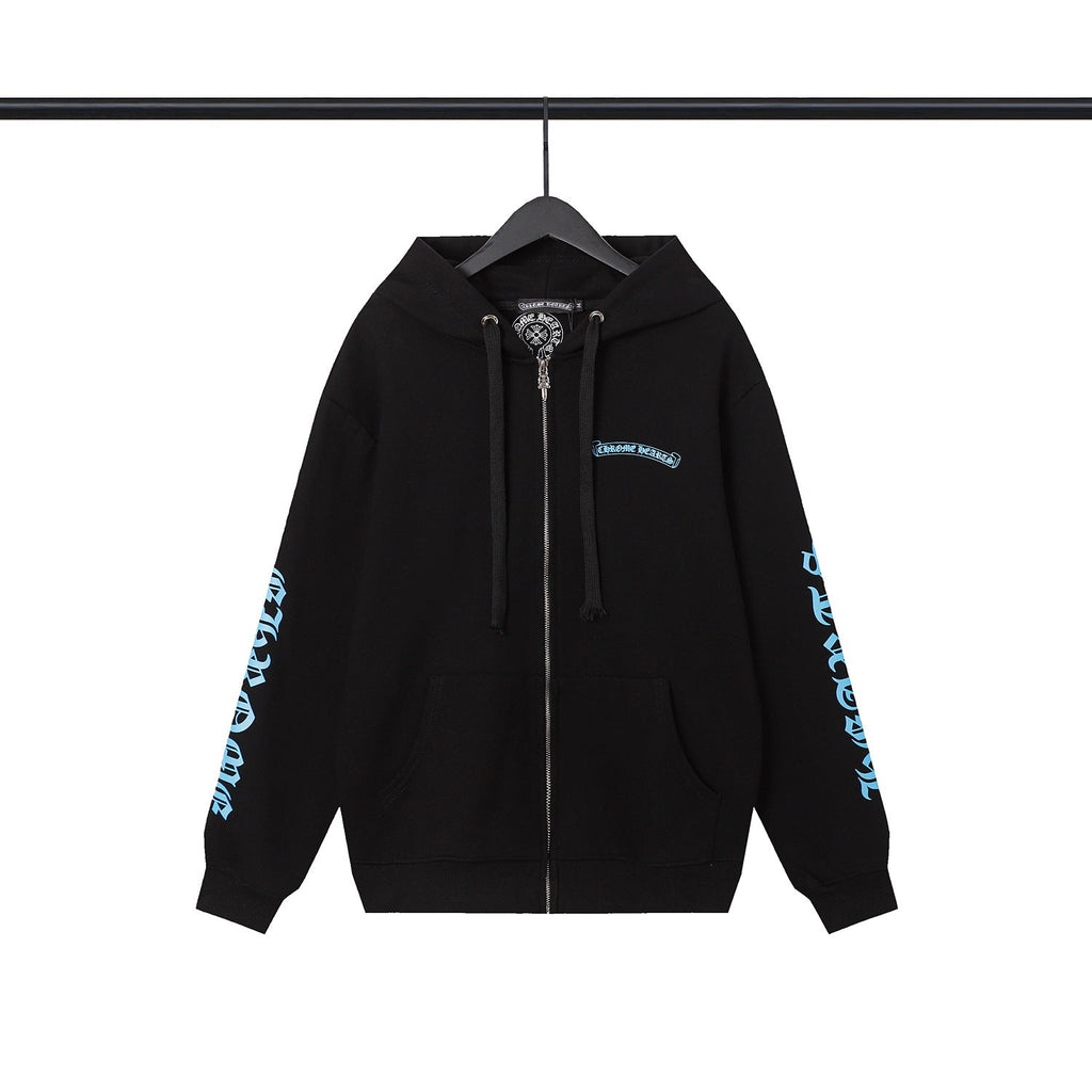 Chrome Heart HoodieCH Premium Lightning Blue Zipper Hooded Sweater Jacket Cardigan