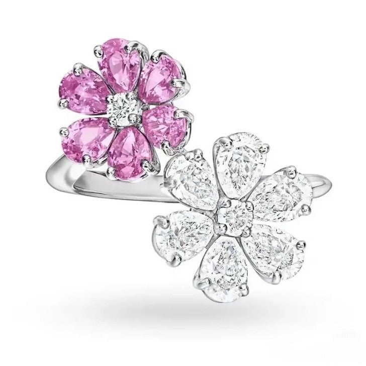 Harry Winston Style Forget-Me-Not Floral Cubic Zirconia Ring