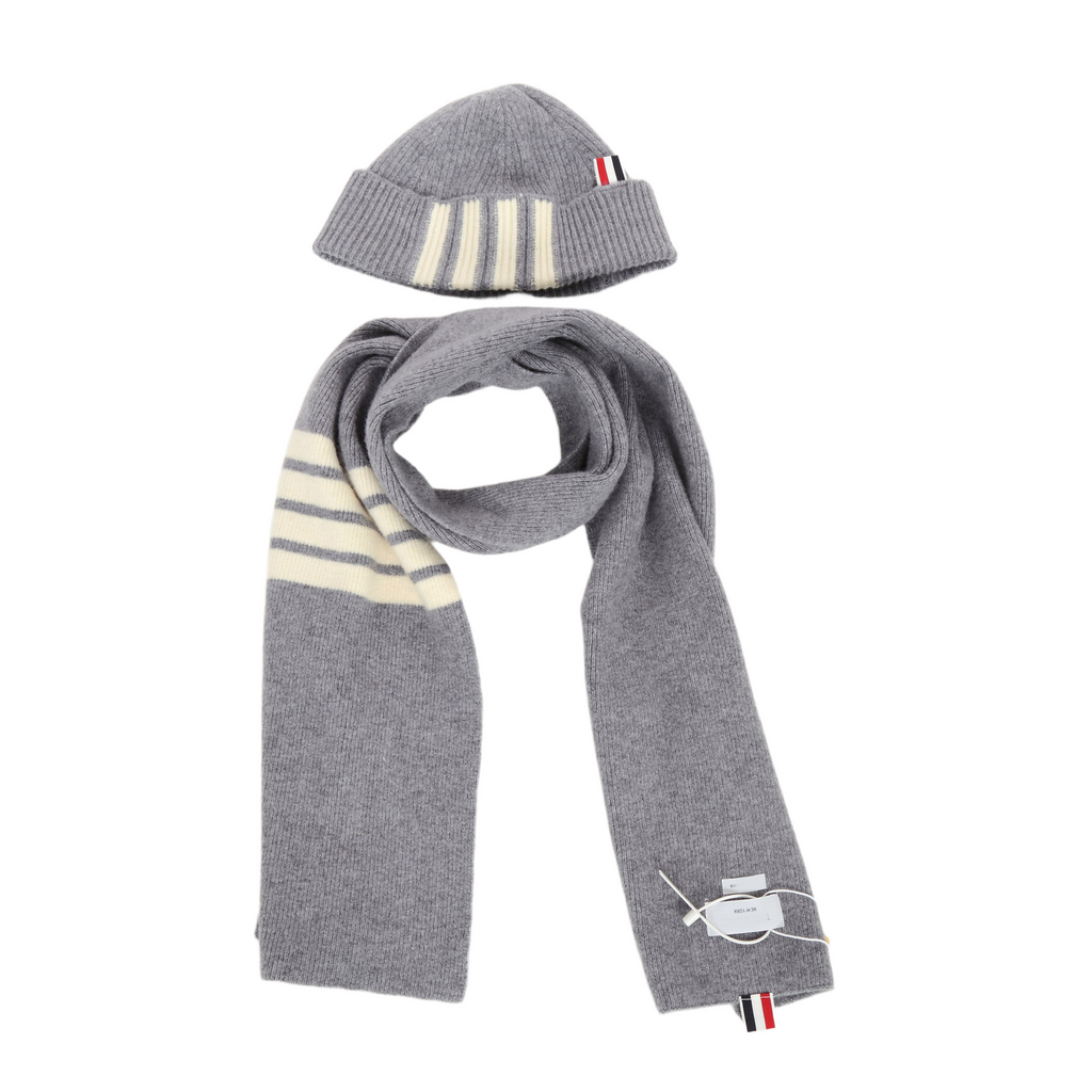 Four stripes scarf hat autumn and winter