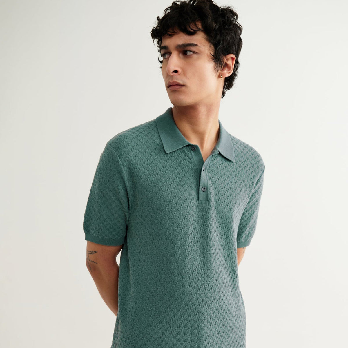 Wax London Naples SS Polo Retro Diamond: Sea Green