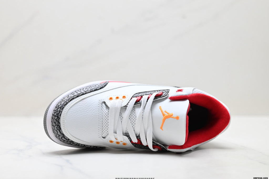 Air Jordan 3 Retro White Fire Red Cement Sneakers