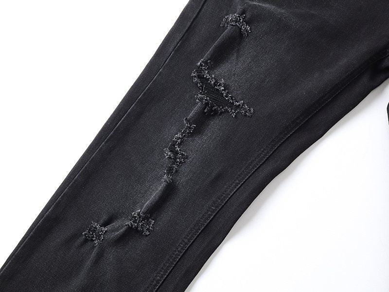 Ksubi Black Distressed Slim Tapered Jeans