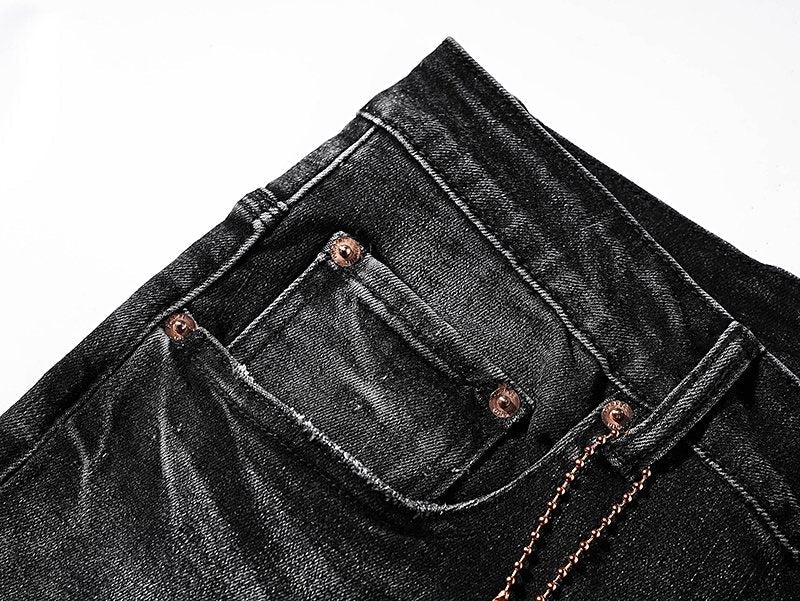 Purple Brand Black Washed Distressed Jeans