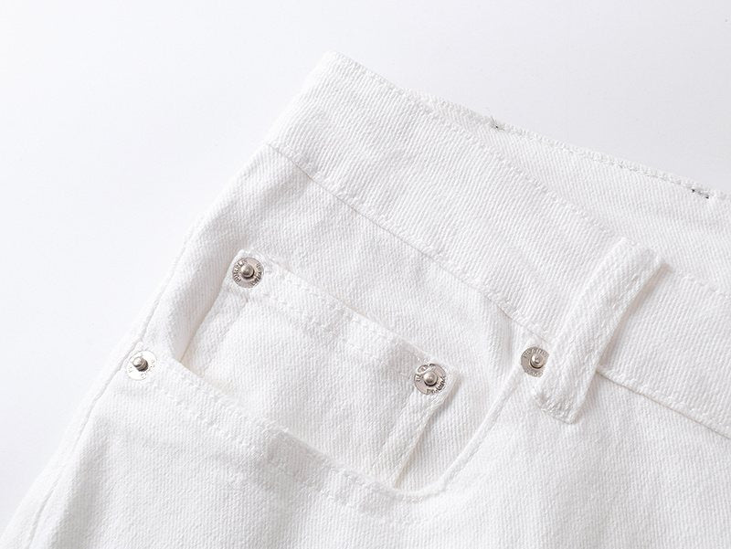 Purple Brand Distressed White Jeans