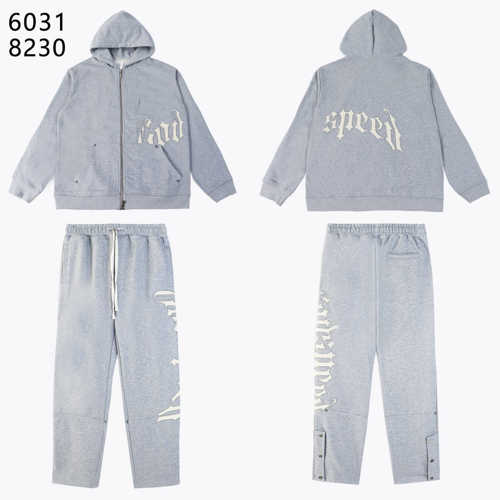 Godspeed White Gothic Zip Hoodie & Jogger Matching Set