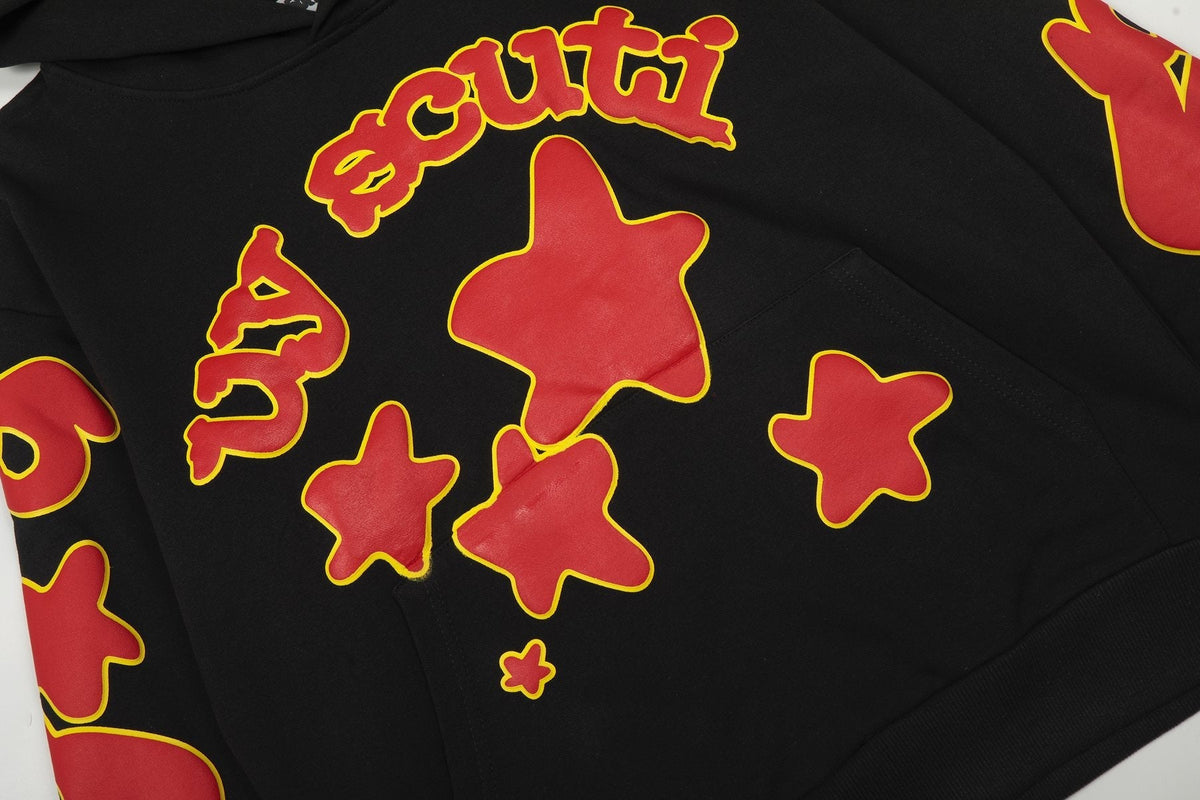 Sp5der Red & Yellow Graphic Hoodie