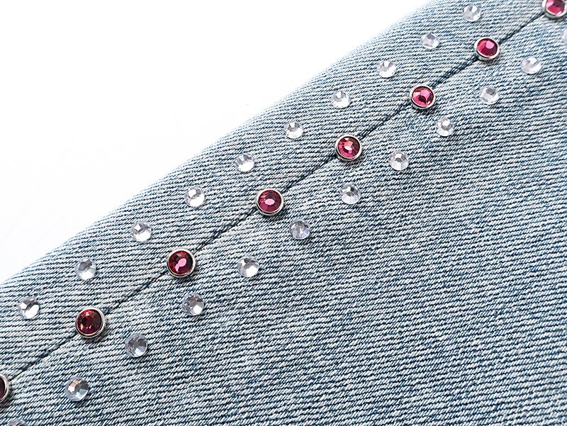 Purple Brand Light Blue Rhinestone Flare Jeans