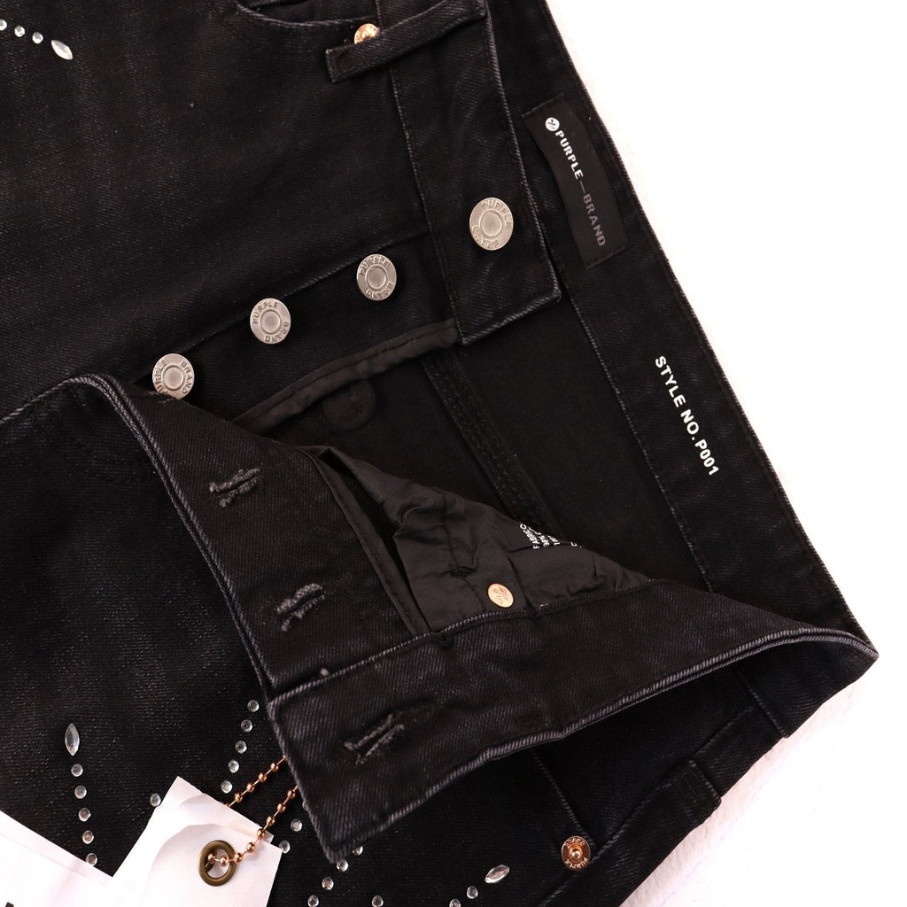 PURPLE Rhinestone Washed Denim Shorts