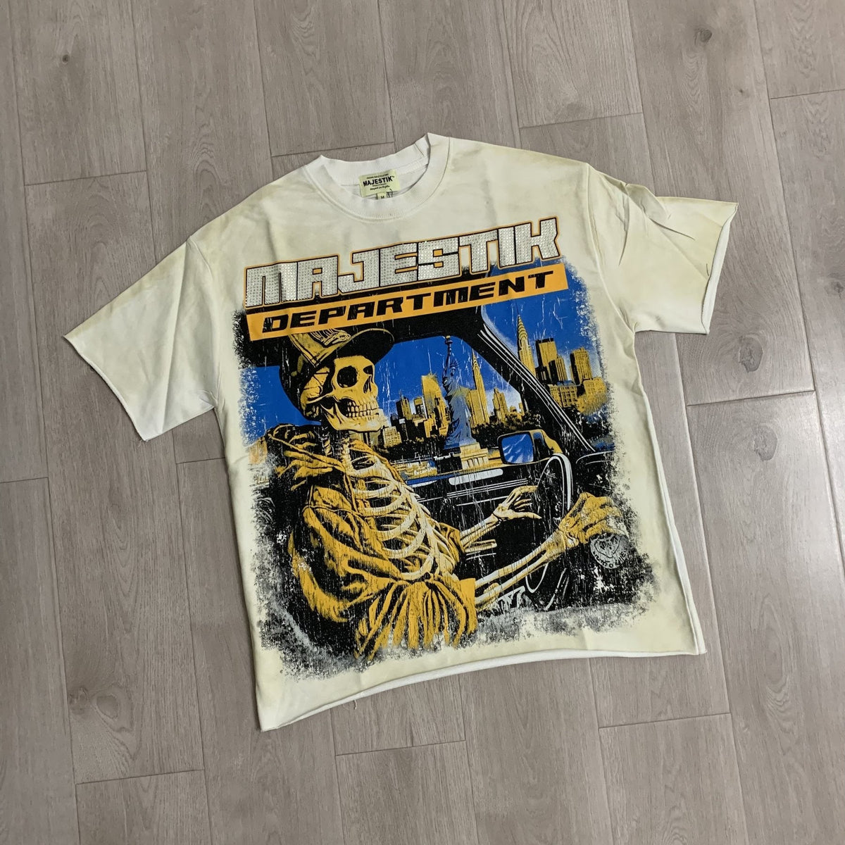 MAJESTIK Skeleton Driver Graphic T-Shirt