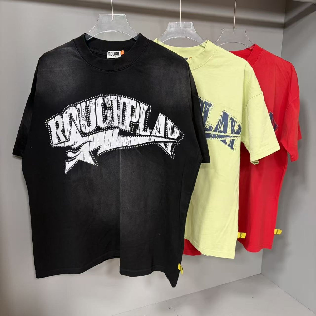 Rough Play Rhinestone Letter Graphic T-Shirt