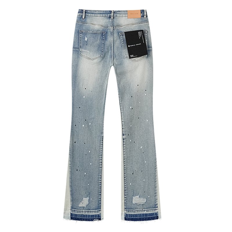 Purple Brand Light Blue Paint-Splatter Distressed Jeans