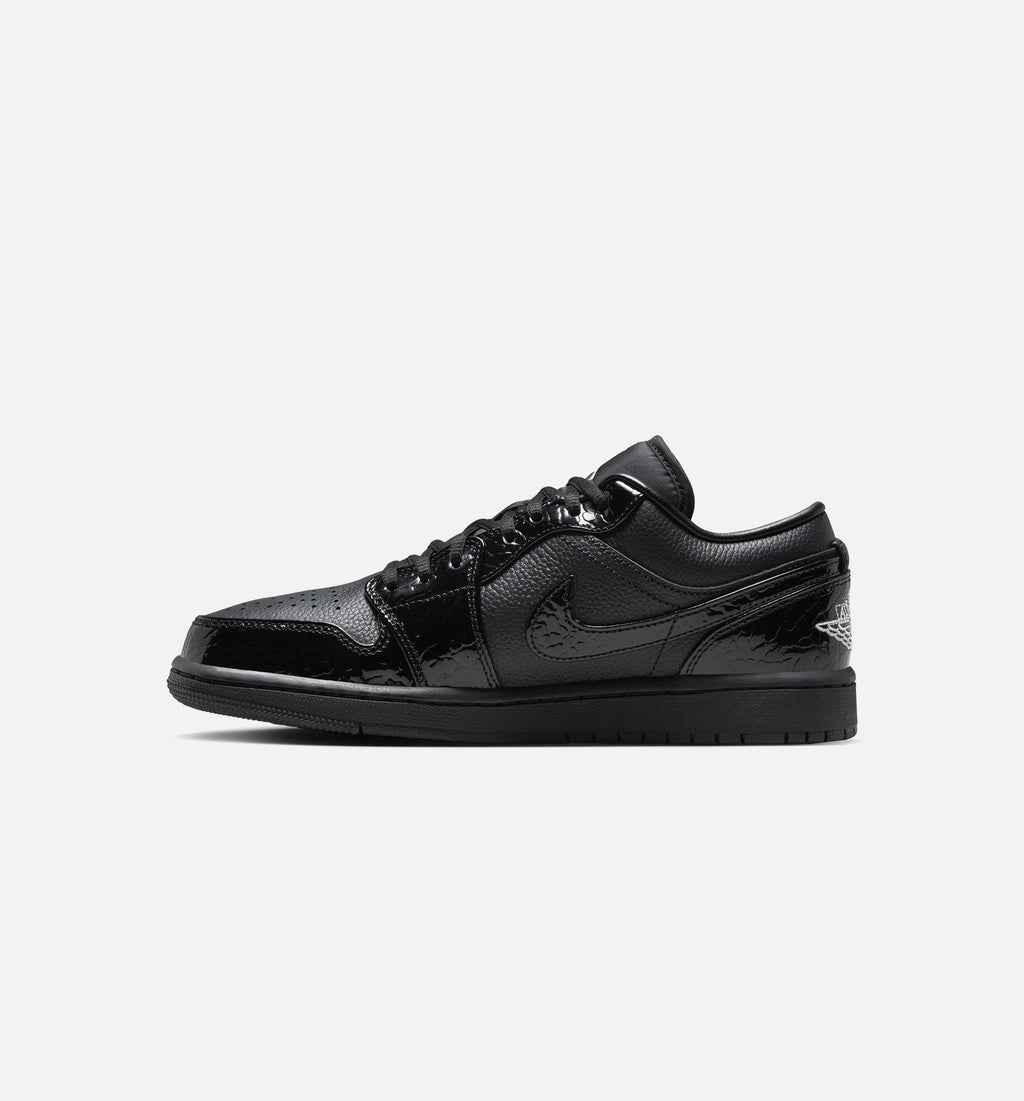 Air Jordan 1 Low "Patent Elephant" Women's Lifestyle Shoes - Black / White / Metallic Silver