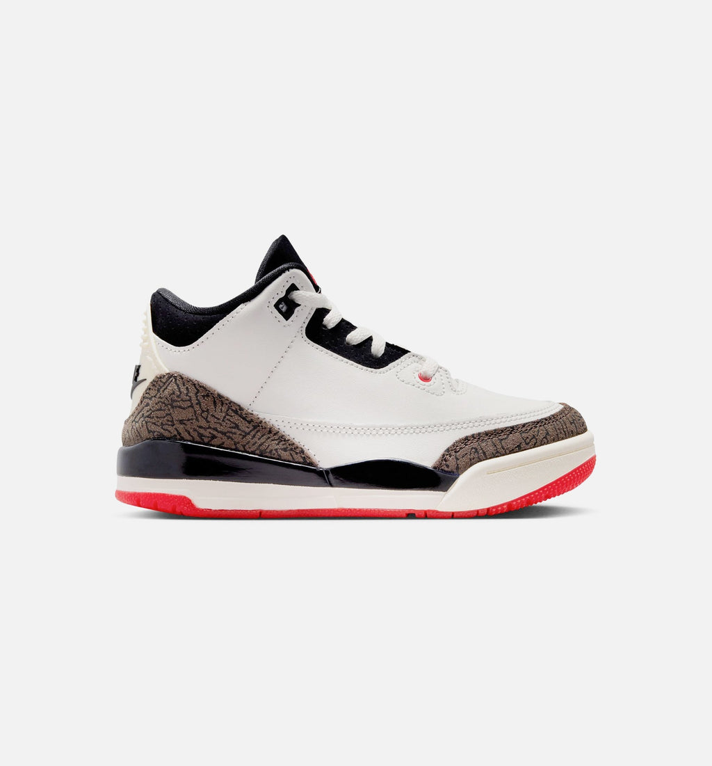 Air Jordan 3 Retro Sail and University Red | Preschool Lifestyle Shoe | Sail/Black/University Red/Light Ivory