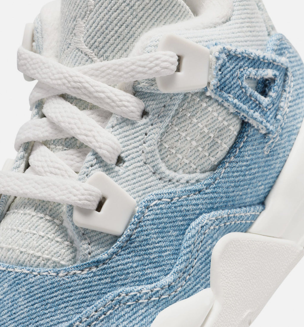 Air Jordan 4 Retro Worn Blue – Infant/Toddler Lifestyle Shoe in Sail/Worn Blue/Metallic Gold