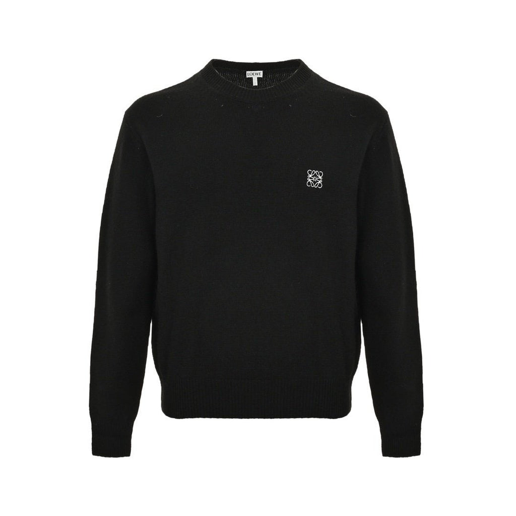 Loewe Anagram Logo Embroidered Wool Sweater In Black