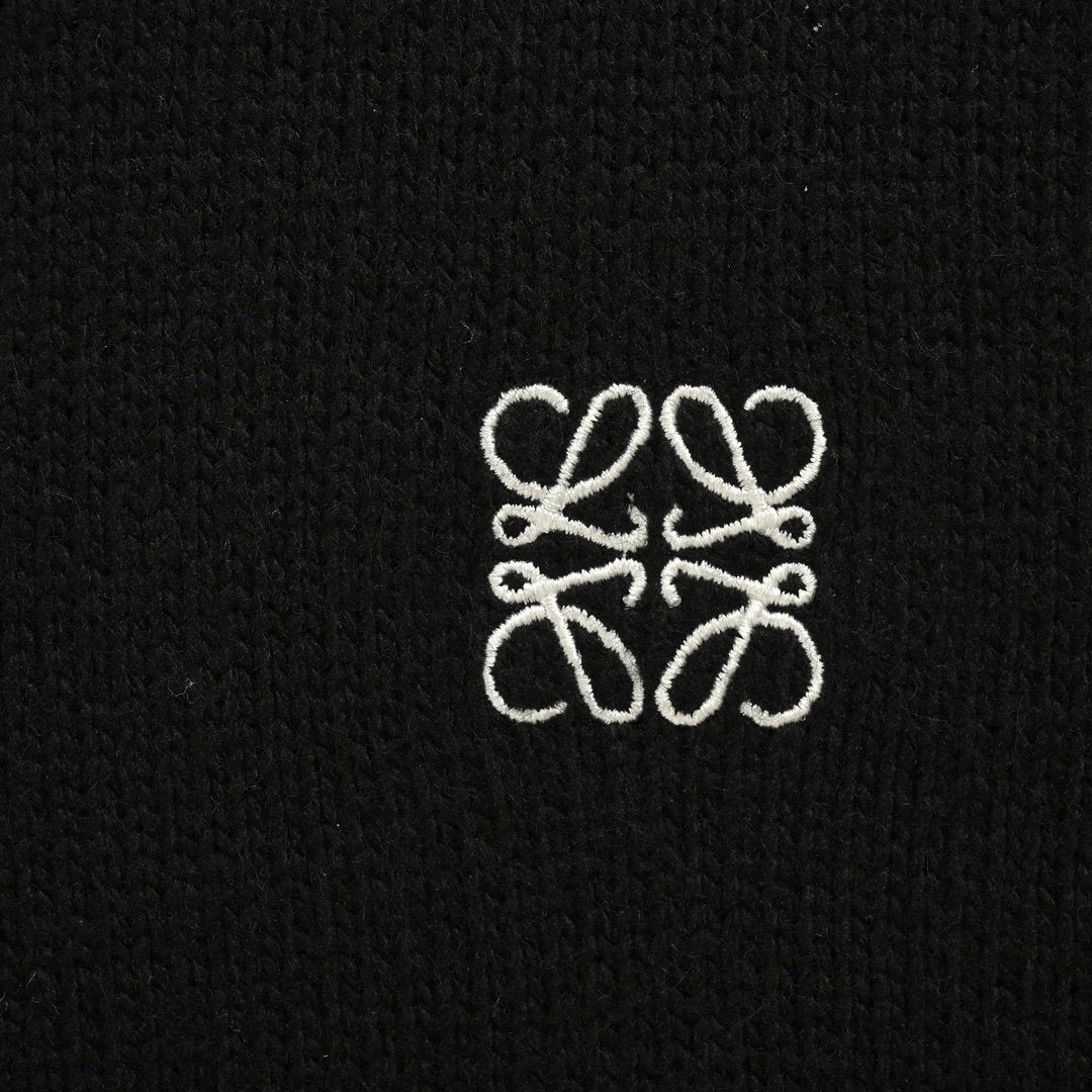 Loewe Anagram Logo Embroidered Wool Sweater In Black