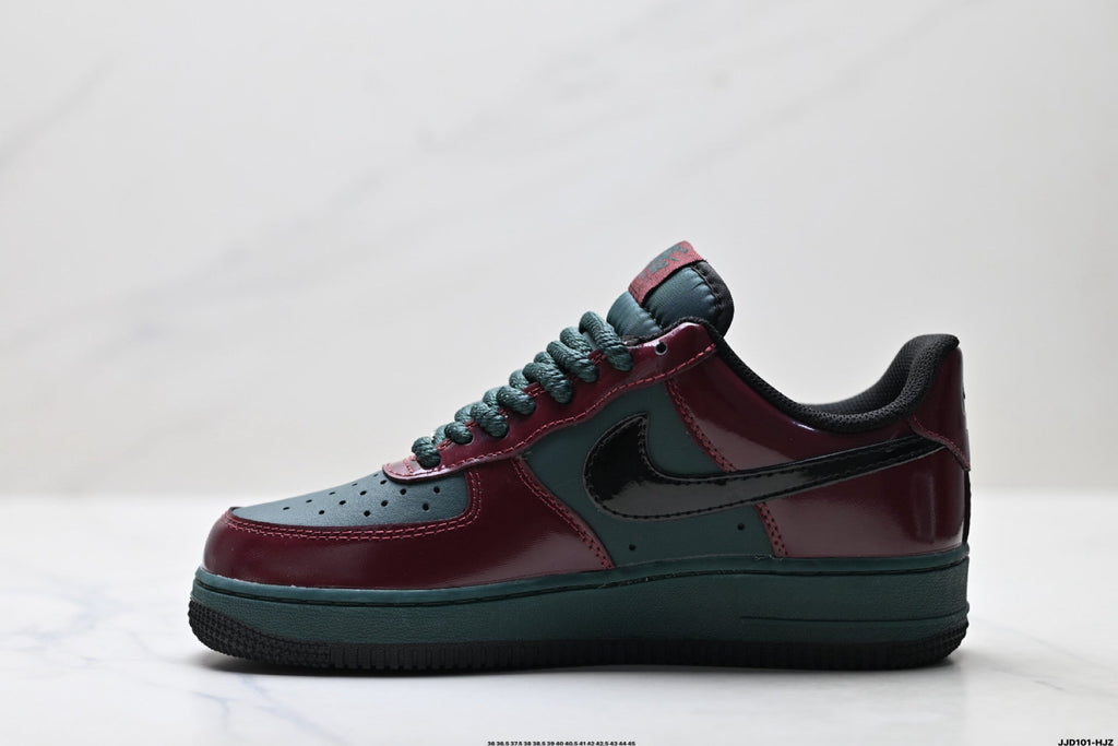 Nike Air Force 1 Low Burgundy Teal Black Unisex Sneakers Style 16