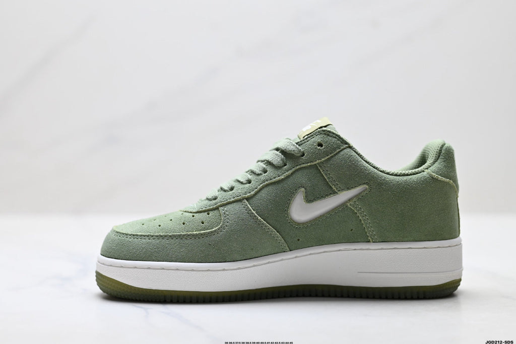 Nike Air Force 1 Low Sage Green Suede Look Unisex Sneakers Style 08