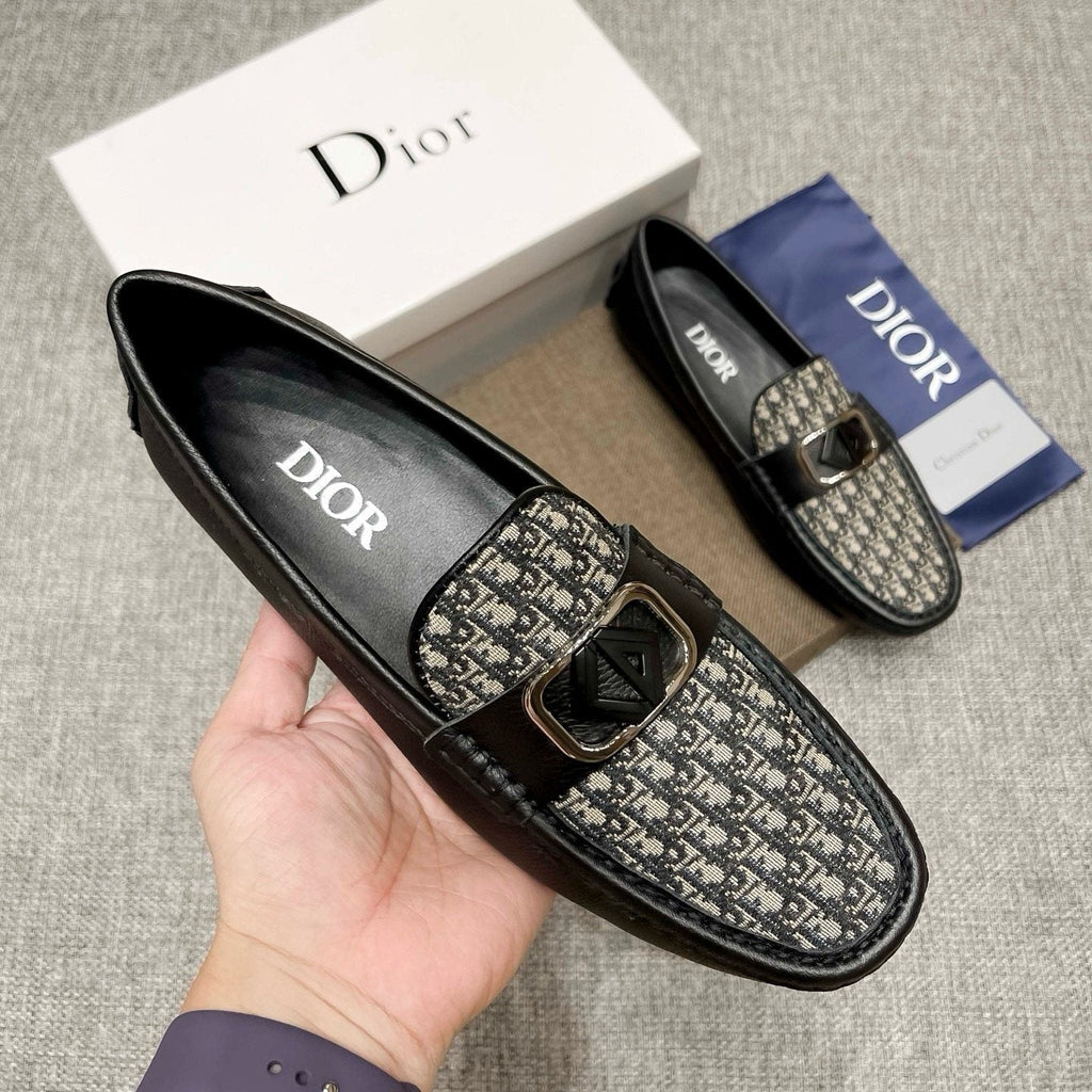 Dior Men's Gray Patterned Loafers