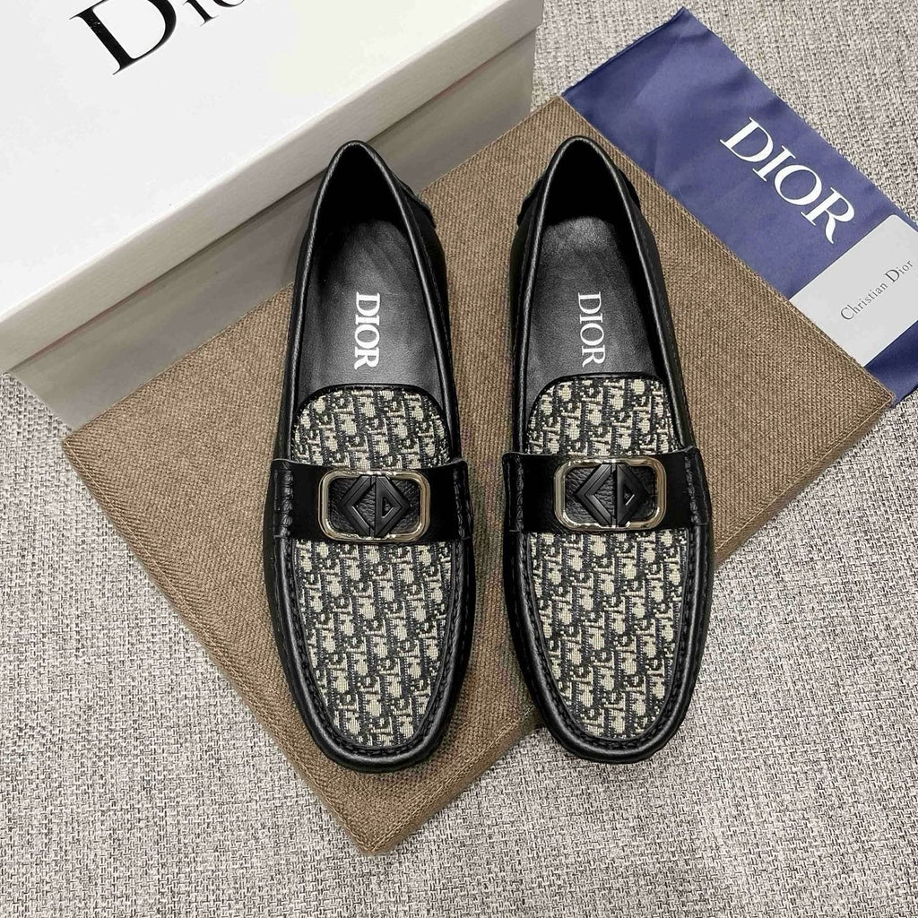 Dior Men's Gray Patterned Loafers