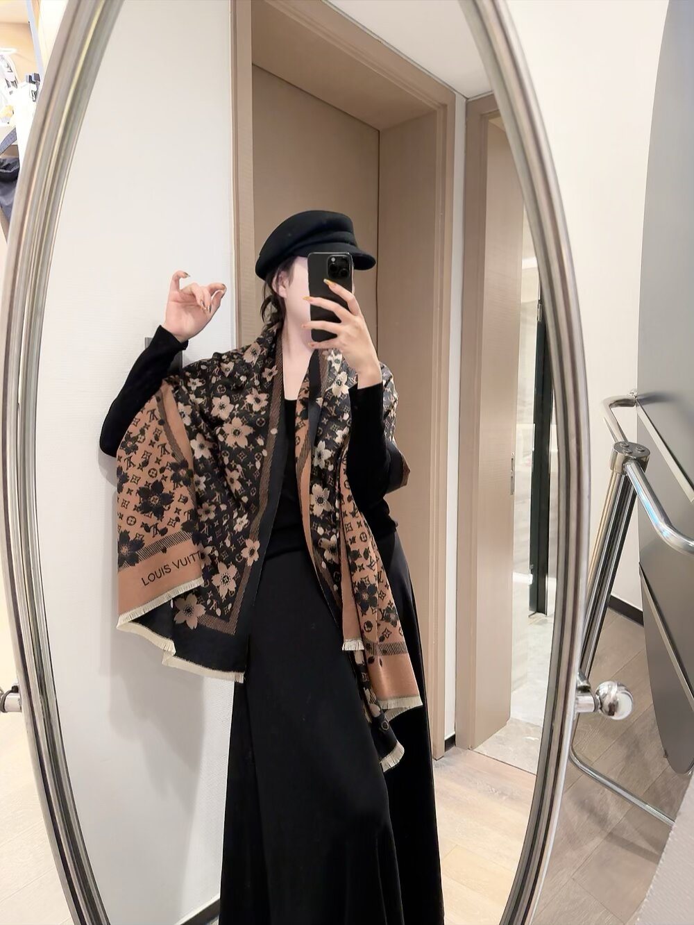 Louis Vuitton Floral Fringed Scarf