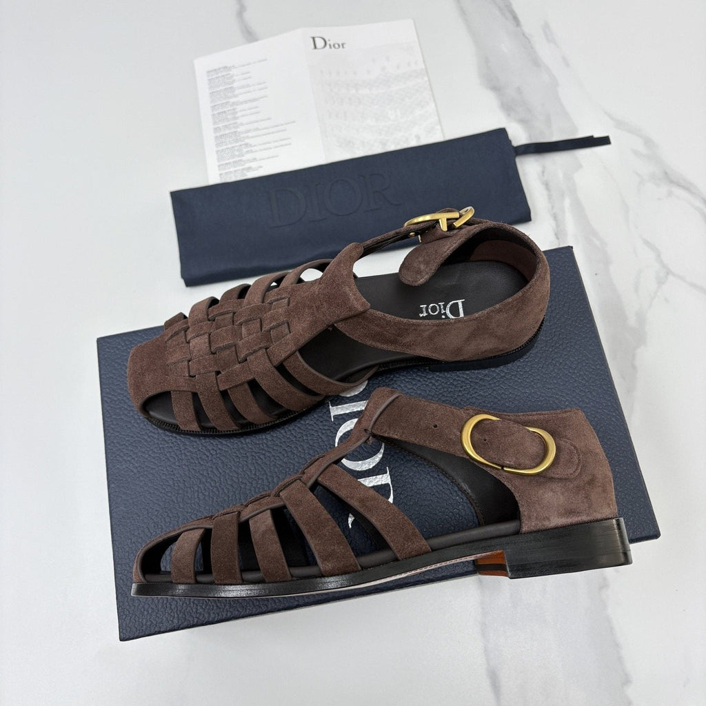 Dior Brown Woven Fisherman Sandals