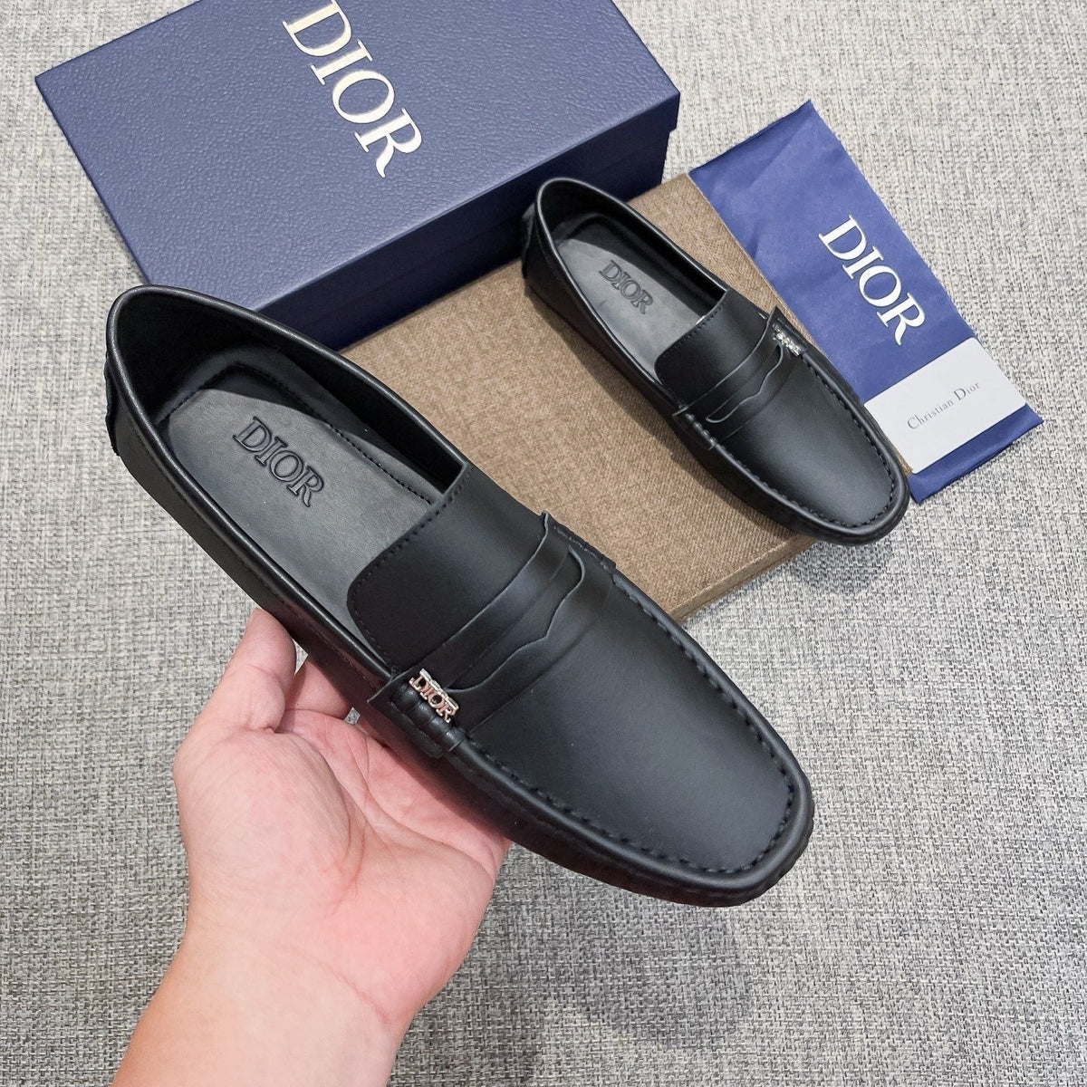 Dior Men's Black Moc-Toe Loafers