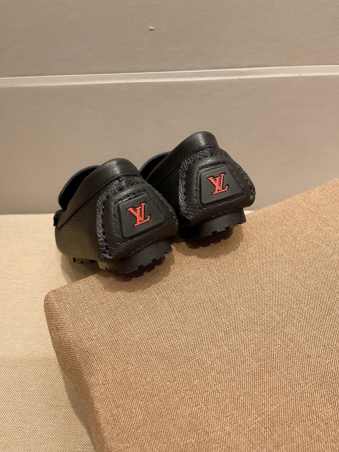 Louis Vuitton Black Gold-Tone Buckle Loafers