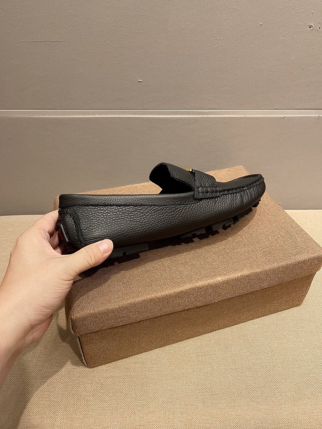 Louis Vuitton Black Gold-Tone Buckle Loafers