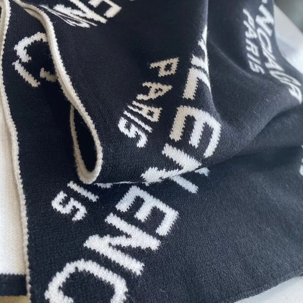 Balenciaga Black & White Knitted Scarf