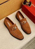 Ferragamo Men's Brown Metal Hardware Loafers
