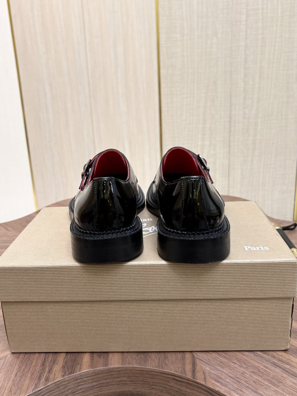 Christian Louboutin Black Glossy Buckle Dress Shoes