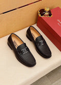 Ferragamo Black Pebbled Leather Loafers