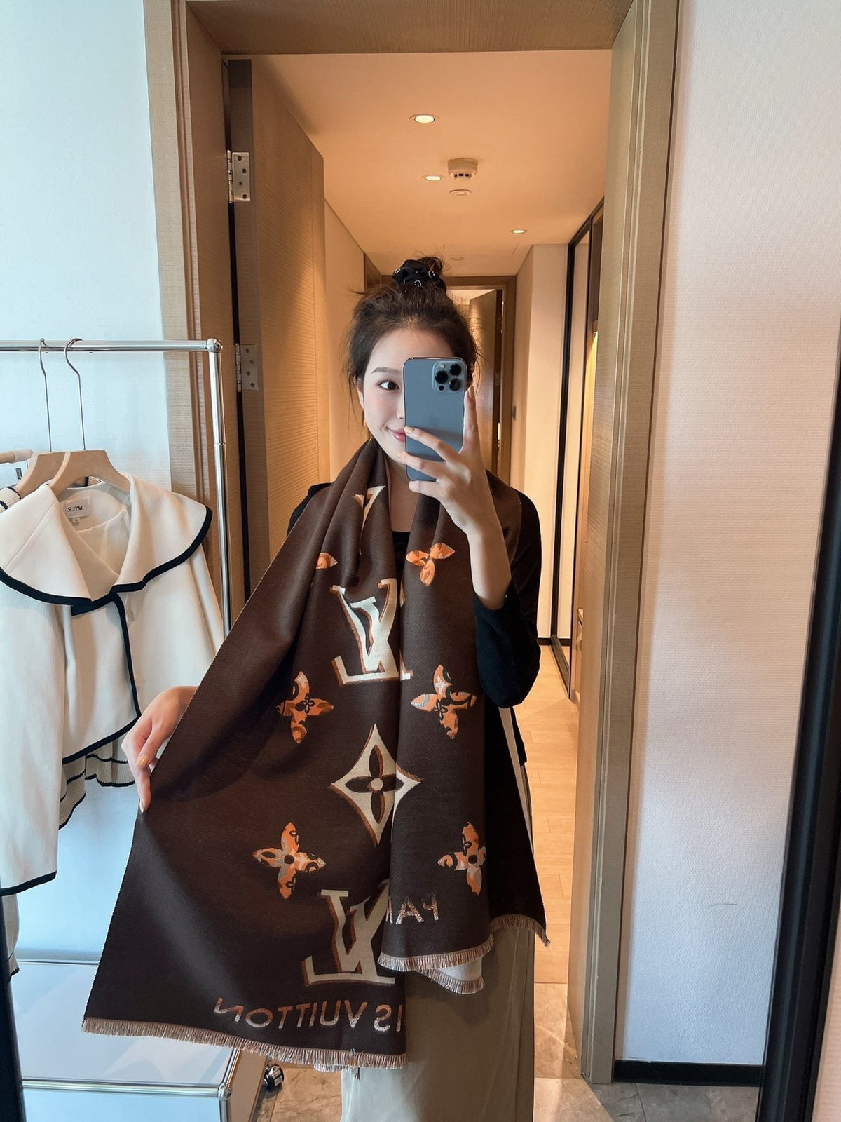 Louis Vuitton Monogram Fringed Shawl