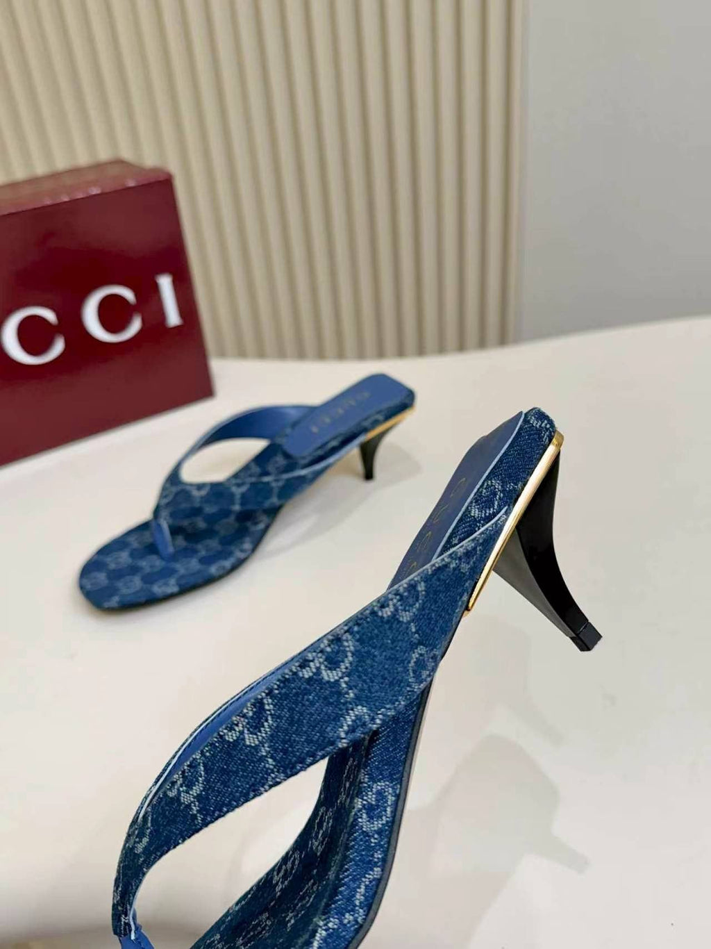 Gucci Women's Blue Monogram Slingback Sandals