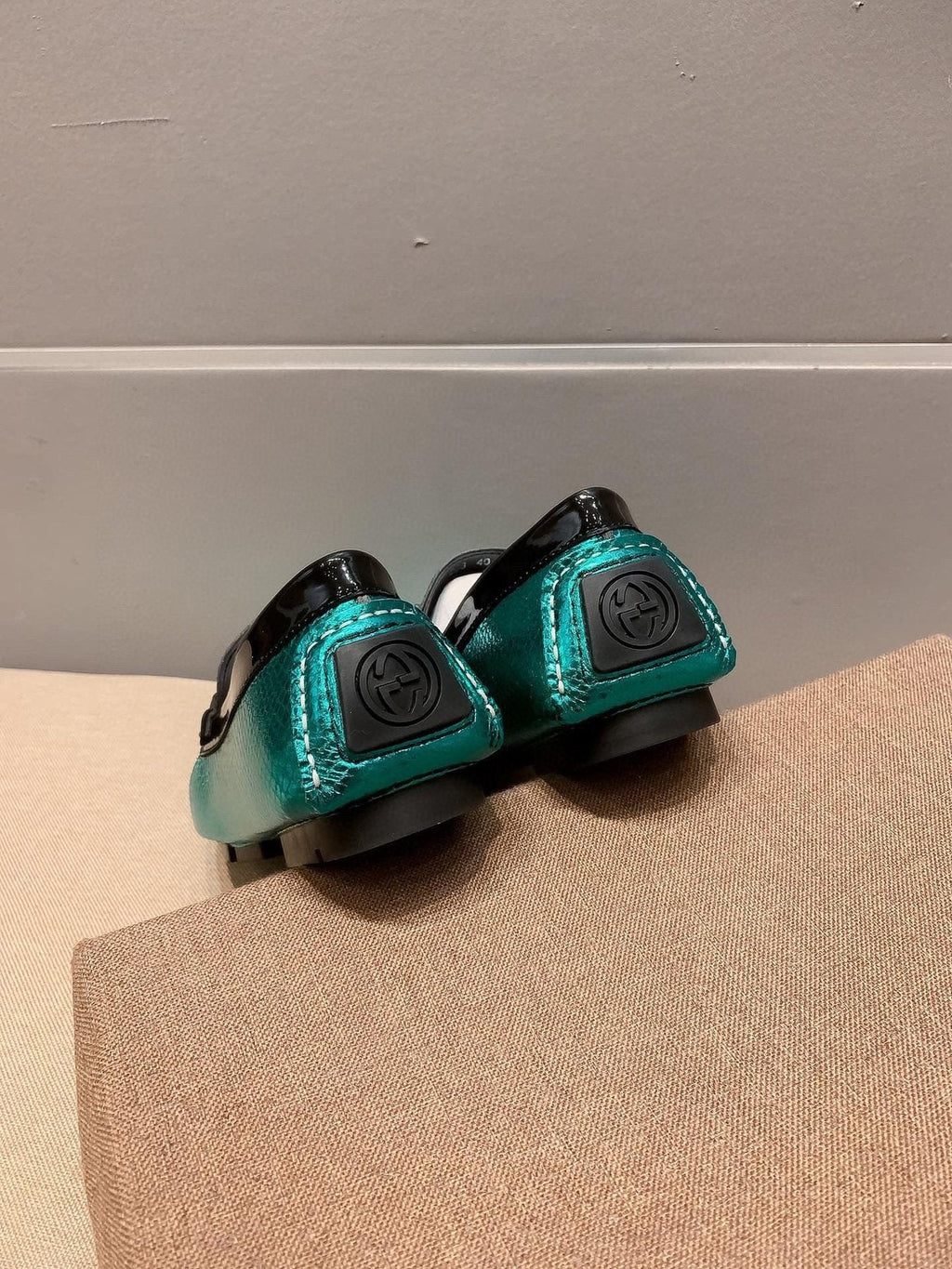 Gucci Men's Metallic Teal Horsebit Loafers