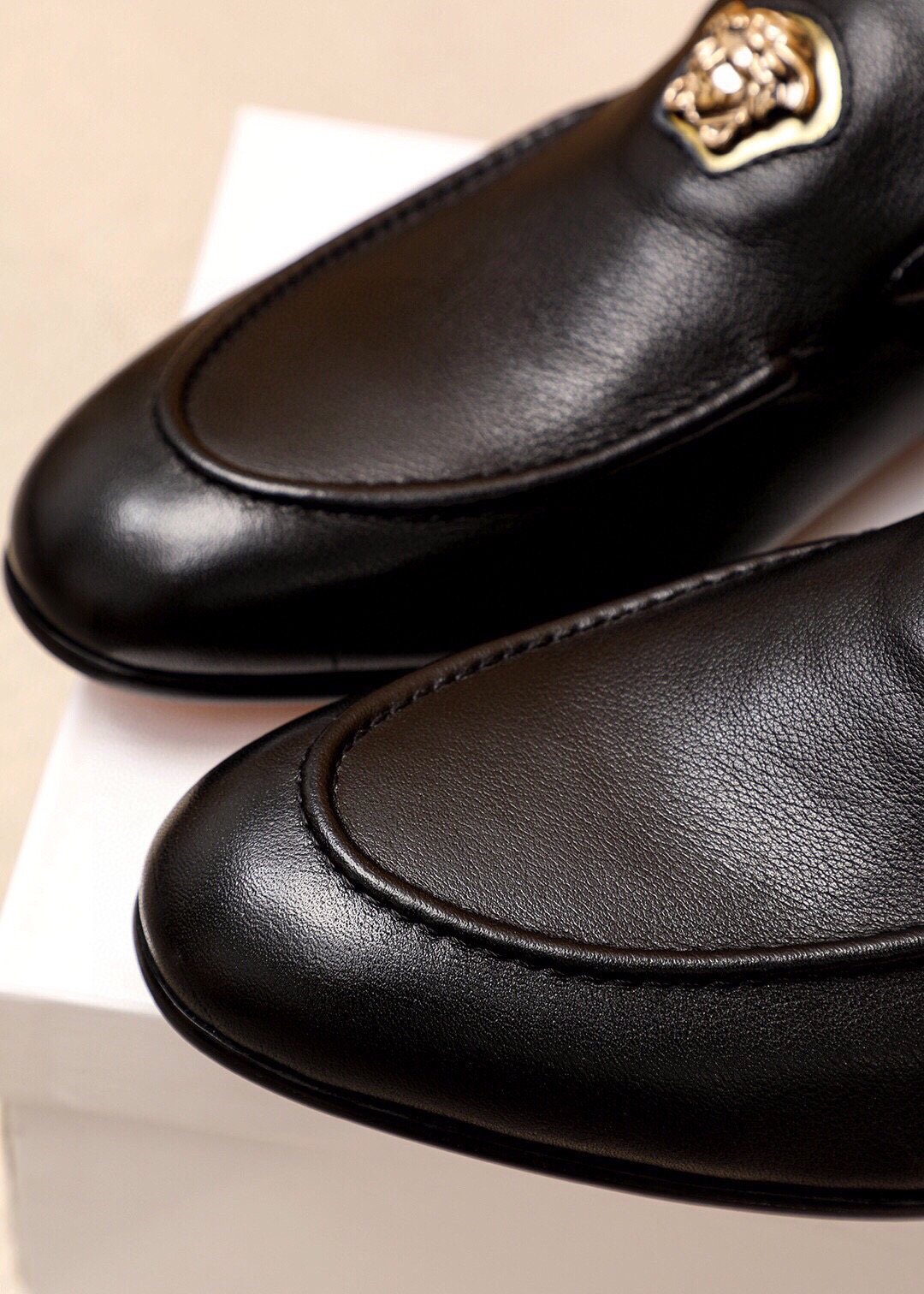 Versace Black Medallion Slip-On Shoes